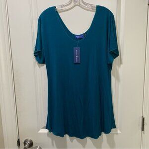 Blue Scoop Neck Short Sleeve T-Shirt Medium